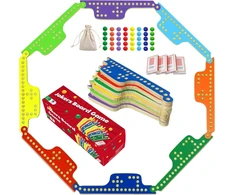 Dreamplay Gifts spalvingas žaidimas „jokeriai ir marmurai“ stalo žaidimas „pegs and Jokers“ kortų žaidimas 2–8 žaidėjams 8 medinės žaidimo lentos 8 spalvos 40 marmurų 4 kortų kaladės pilno dydžio žaidimo rinkinys (8 spalvų)