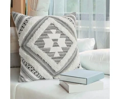 Dremisland dekoratyvinis pagalvėlės užvalkalas 45 x 45 cm - austas pagalvėlės užvalkalas juodas ir smėlio spalvos boho pagalvėlės užvalkalas actekų genčių etniniai pagalvėlių užvalkalai miegamojo svetainės sofai