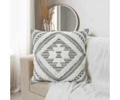 Dremisland dekoratyvinis pagalvėlės užvalkalas 45 x 45 cm - austas pagalvėlės užvalkalas juodas ir smėlio spalvos boho pagalvėlės užvalkalas actekų genčių etniniai pagalvėlių užvalkalai miegamojo svetainės sofai