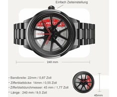 Driftelement Nitro vyriškas laikrodis su ratlankiu - m3 sportinio automobilio vyriškas laikrodis su 3d nerūdijančio plieno dizainu - individualizuotas dizainerio kvarcinis laikrodis su mineraliniu stiklu