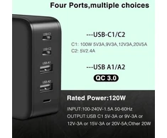 Dtk 120w usb c įkroviklis suderinamas su 100w usb c įkrovikliu gan usb c maitinimo šaltinis 4 prievadų pd įkroviklis