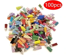 Dtoterul raktų pakabukas su kutais, 100 vienetų mini kutai, dirbtinės odos kutai, raktų pakabukai su sidabro spalvos dangteliu, oda rankdarbiams, "pasidaryk pats" reikmenys, įvairiaspalviai