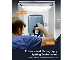 Duclus foto dėžė 80 cm (32 coliai) profesionalus sulankstomas foto studijos rinkinys su 3 reguliuojamomis led šviesos plokštėmis ir 5600 k nuolat reguliuojamu ryškumu, 6 matiniai pp fonai, šviesos palapinė dideliems produktams