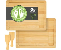 Dunedesign universalus rinkinys su padėklu: 2 bambukinės pjaustymo lentelės, 30 x 22 cm, medinė lentelė, virtuvės reikmenys, namų apyvokos daiktai, pusryčių lentelė, didelė medinė pjaustymo lentelė virtuvei