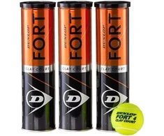 Dunlop Fort Clay Court kamuoliukai, 12 vnt. (3 skardinės x 4 kamuoliukai)