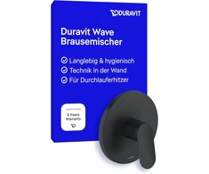 Duravit Wave potinkinis dušo maišytuvas 1 vartotojui su perjungimo ventiliu, vienos svirties dušo maišytuvas su keramikos maišymo sistema, matinė juoda