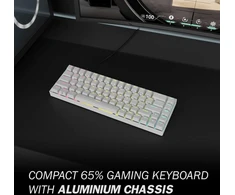 Durgod Hades 68 mechaninė žaidimų klaviatūra, 65% Ansi Us išdėstymas - Usb Type C, aliuminio korpusas, Double Shot Pbt Cherry profilis (cherry Silent Raudona, balta)