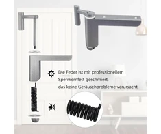 Durų pritraukėjas be gręžimo - mini durų pritraukėjas, automatinis durų pritraukėjas lengvoms vidaus durims, tinkamas Din kairės/dešinės pusės kambario durims - 1 sidabrinis komplektas
