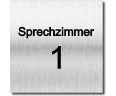 Durų ženklas "sprechzimmer 1 2 3 4 Uv spauda 12 x 12 cm - 3 mm aliuminio kompozitas - pagaminta Vokietijoje - prekės Nr. 2070 (kalbų kabinetas 1)