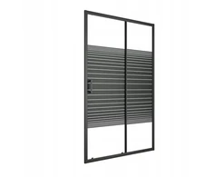 Dušo durys nišai stumdomos 95 cm juodos spalvos walk-in kabina 5 mm stiklas