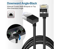 Dutevolns Itin plonas Cat 6 ethernet kabelis 90° žemyn kampu 8 m, lankstus plonas rj45 cat 6a lan kabelis gigabitinis, skirtas pc, maršrutizatoriui, ps4/5, (juodas)