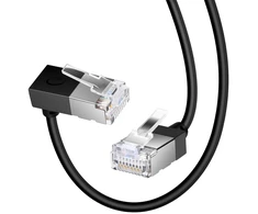 Dutevolns Itin plonas Cat 6 ethernet kabelis 90° žemyn kampu 8 m, lankstus plonas rj45 cat 6a lan kabelis gigabitinis, skirtas pc, maršrutizatoriui, ps4/5, (juodas)