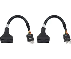 Duttek usb 3.0 jungtis į usb 2.0, usb 3.0 į usb 2.0 pagrindinės plokštės adapterio kabelis, 19 kontaktų usb 3.0 moteriška į 9 kontaktų usb 2.0 vyriška pagrindinės plokštės kabelio adapterio keitiklis 15 cm (2 vnt.)