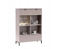 Dvidurė rifliuota vitrina svetainei Nomo 105 cm šviesiai smėlio spalvos Cashmere