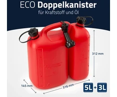 Dvigubas bakelis degalams ir alyvai 5.5 + 3l, raudonas