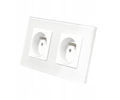 Dvigubas stiklinis multimedinis lizdas Rj45/tv baltas