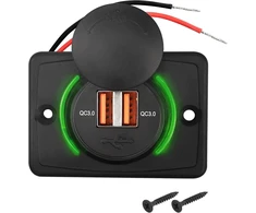 Dvigubas Usb įkroviklis 12-24v su Qc 3.0 ir dangteliu
