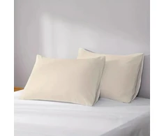 Dvigulės lovos pagalvių užvalkalai 100% medvilnė Kvėpuojantys ir minkšti pagalvių užvalkalų komplektas iš 2 vnt. 52 x 82 cm pagalvių užvalkalai su užlenkiamu užsegimu kreminės dramblio kaulo smėlio spalvos