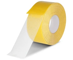 Dvipusė audinio juosta 5cm x 20m, itin stipri, skaidri, su stiklo pluošto tinkleliu