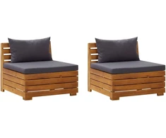 Dvivietė sodo sofa su pagalvėlėmis, akacijos medienos masyvas