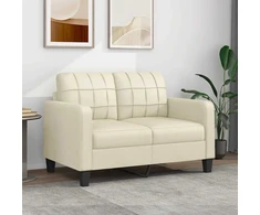 Fotelis Dvivietė sofa, kreminės spalvos, 120cm, dirbtinė oda