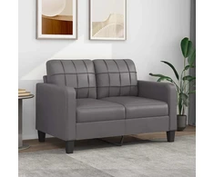 Fotelis Dvivietė sofa, pilkos spalvos, 120cm, dirbtinė oda