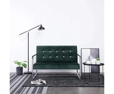 Fotelis Dvivietė sofa su porankiais, tams. žal. sp., chromas ir aks.