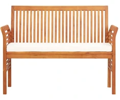 Dvivietis sodo suoliukas su čiužinuku, 120cm, akacijos masyvas