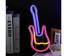 Pakabinamas šviestuvas Dwooke gitaros neoninis ženklas, muzikinė gitara, led neoninės šviesos sienų dekoravimui, neoninis šviesos ženklas, usb/baterijomis maitinamas neoninis muzikos ženklas, šviečiantis ženklas barui, muzikos studijai, miegamajam, vakarėliui, klubui