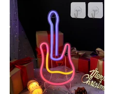 Pakabinamas šviestuvas Dwooke gitaros neoninis ženklas, muzikinė gitara, led neoninės šviesos sienų dekoravimui, neoninis šviesos ženklas, usb/baterijomis maitinamas neoninis muzikos ženklas, šviečiantis ženklas barui, muzikos studijai, miegamajam, vakarėliui, klubui