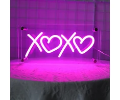 Pakabinamas šviestuvas Dwooke Xoxo neoninės iškabos, rožinės Xoxo Led iškabos, Usb maitinamas dvigubo sluoksnio akrilinis Led neoninis šviesos dėžė, reguliuojamo ryškumo neoninė iškaba stalo dekoravimui, sienų dekorui, barui, kalėdoms, valentino dienai