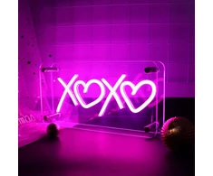 Pakabinamas šviestuvas Dwooke Xoxo neoninės iškabos, rožinės Xoxo Led iškabos, Usb maitinamas dvigubo sluoksnio akrilinis Led neoninis šviesos dėžė, reguliuojamo ryškumo neoninė iškaba stalo dekoravimui, sienų dekorui, barui, kalėdoms, valentino dienai