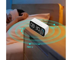 Dxia bluetooth garsiakalbio žadintuvas, led naktinės lemputės žadintuvas, usb įkroviklis, maitinamas iš tinklo su baterijos atsarga, individualus dvigubas žadintuvas, gali būti prijungtas prie mobiliojo bluetooth