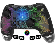 Dyonder Switch Controller, Led belaidis Switch Pro valdiklis, skirtas Switch/switch Lite/switch Oled, su Rgb belaidžiu žaidimų valdikliu, skirtas Pc/telefonui (juodas)