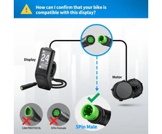 E-mangue 5 kontaktų moteriškas Ebike Lcd ekranas, skirtas Bafang Bbs01b Bbs02b Bbs Hd vidurio varikliui, elektrinio dviračio ekranas, dviračio kompiuteris su 0-9 Pas Uart protokolu
