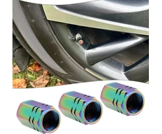 Easiyl 12 vnt. 8 x 16 mm spalvingų aliuminio lydinio padangų ventilių dangtelių, šešiakampės formos, skirtų automobiliams, sunkvežimiams, motociklams, dviračiams