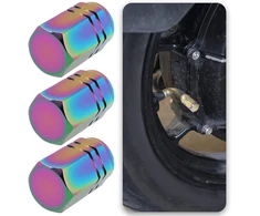 Easiyl 12 vnt. 8 x 16 mm spalvingų aliuminio lydinio padangų ventilių dangtelių, šešiakampės formos, skirtų automobiliams, sunkvežimiams, motociklams, dviračiams