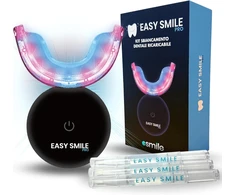 Easy Smile profesionalus dantų balinimo rinkinys su 32 x Led lempute (mėlyna ir raudona) - 3 balinimo geliai - greitas ir efektyvus, pašalina giliai įsisenėjusias dėmes - saugus emaliui (pro)