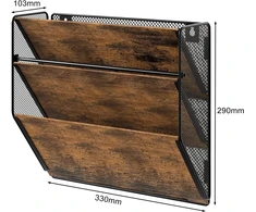 Easypag 3 skyrių metalinis medinis a4 formato žurnalų laikiklis, pakabinamas ant sienos, žurnalų laikiklis, dokumentų dėklas, pakabinamas žurnalų organizatorius, skrajučių laikiklis, brošiūrų dalytuvas
