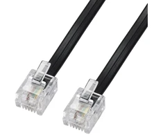 Ecabo 10089 15m modulinis telefono kabelis - 2x Rj11 kištukai - jungiamasis kabelis - vakarinis kištukas - 4 gyslų / 6p4c / 1:1 - plokščias kabelis telefonui, Isdn, atsakikliui, faksui, modemui - juodas