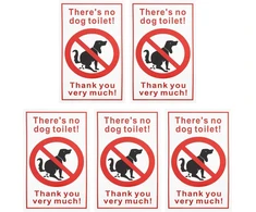 Ecsing 5 vnt. pakuotė, lipdukai su užrašu "there No Dog" anglų kalba, skirti tualetui, 250 x 150 mm, Pvc lipdukai, skirti naudoti lauko tualetuose, tinkami naudoti viduje ir lauke, vandeniui atsparūs lipdukai