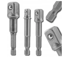 Edibazzar 3 vnt. adapterių rinkinys 1/4 1/2 3/8 antgalis suktukui grąžtui Hex