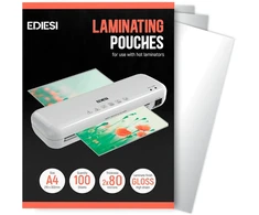 Ediesi, laminavimo vokeliai A4 / 100 vnt. pakuotė / laminavimo vokeliai / plastikinis laminavimas / skaidrios plėvelės / blizgus paviršius