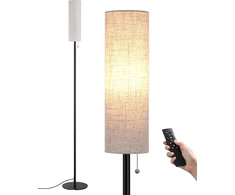 Edishine pastatomas šviestuvas svetainei 165 cm, pritemdomas Led pastatomas šviestuvas, pastatomas šviestuvas su nuotoliniu valdymu, E27 Led lemputė įtraukta, lininis gaubtas, vintažinis skaitymo šviestuvas miegamajam, juodas