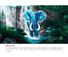 Edition Seidel Premium kalendorius Elephant Art 2025, formatas Din A3, sieninis kalendorius, gyvūnų kalendorius, dramblys, modernus pop meno tapybos stilius