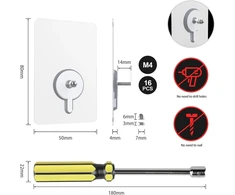 Efuturetime® 16 vnt. lipnių pakabinamų vinių rinkinys, skaidrios, su 14 mm sraigtiniu strypu, sraigtai be gręžimo, lipnūs sraigtai su atsuktuvu, sraigtai klijavimui, m4-14 mm