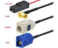 Eightwood Dab antena Dab+ Dab automobilinė antena automobilio radijo antena Dab skirstytuvas Smb Fakra Gps adapteris Am/fm antena ryklio stogo antena signalo stiprintuvas automobilinis Smb kištukas su Rg174 kabeliu 500 cm, skirtas Dab Fm radijui