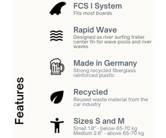 Eisbach Riders tvarus banglenčių Fcs rapid river surfing rinkinys (juodas, vidutinis - 2.6 colio) - pagamintas Vokietijoje iš perdirbto plastiko