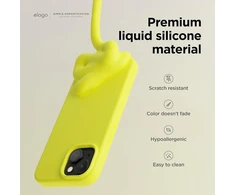 Elago Liquid Silicone dėklas, suderinamas su iphone 15, aukščiausios kokybės mobiliojo telefono dėklas, viso korpuso apsauginis dėklas, 4 sluoksnių smūgiams atspari struktūra, atsparus įbrėžimams, minkštas mikropluošto pamušalas, neoninė geltona