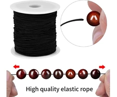 Elastingas siūlas papuošalams, 0.8 mm, juodas, 100m
